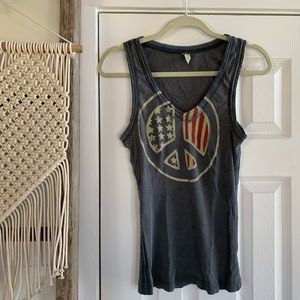 America & Peace Ribbed Tank Top
